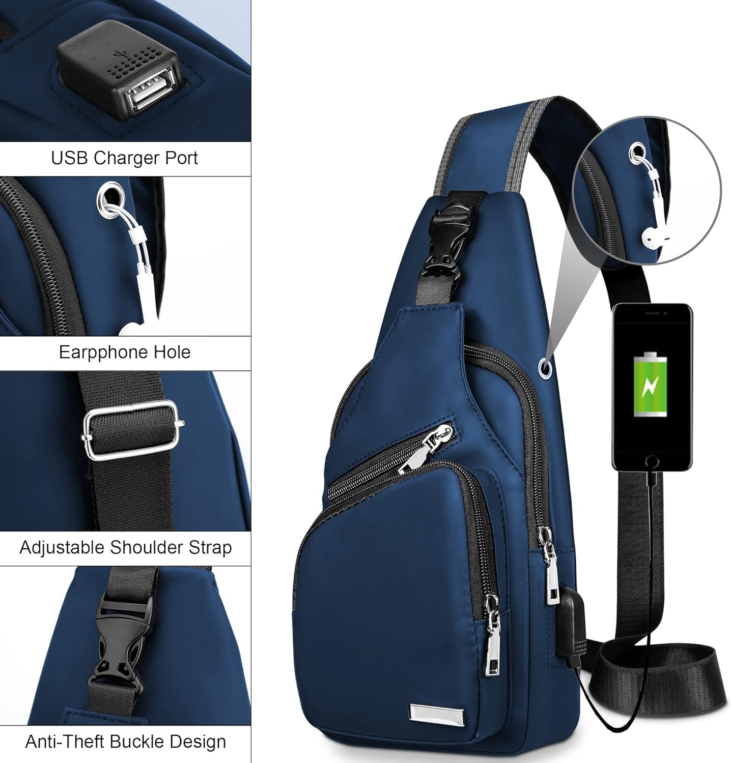 Wasserdichte Sling Bag Umhängetasche für Herren Damen Sling Rucksack Wanderrucksack Mehrzweck Cross Body Brusttasche