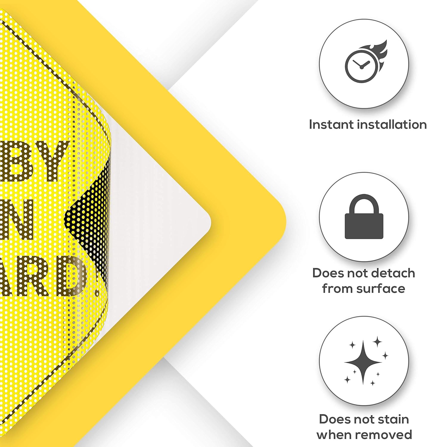 Baby On Board Aufkleber – Unverzichtbar für Autos – 12,7 x 12,7 cm – 2er-Pack – leuchtendes Gelb und DURCHSICHTIG beim Rückwärtsfahren – die besten Sicherheitsschilder für Ihre Kinder – nicht magnetischer Aufkleber – langlebig und stark haftend