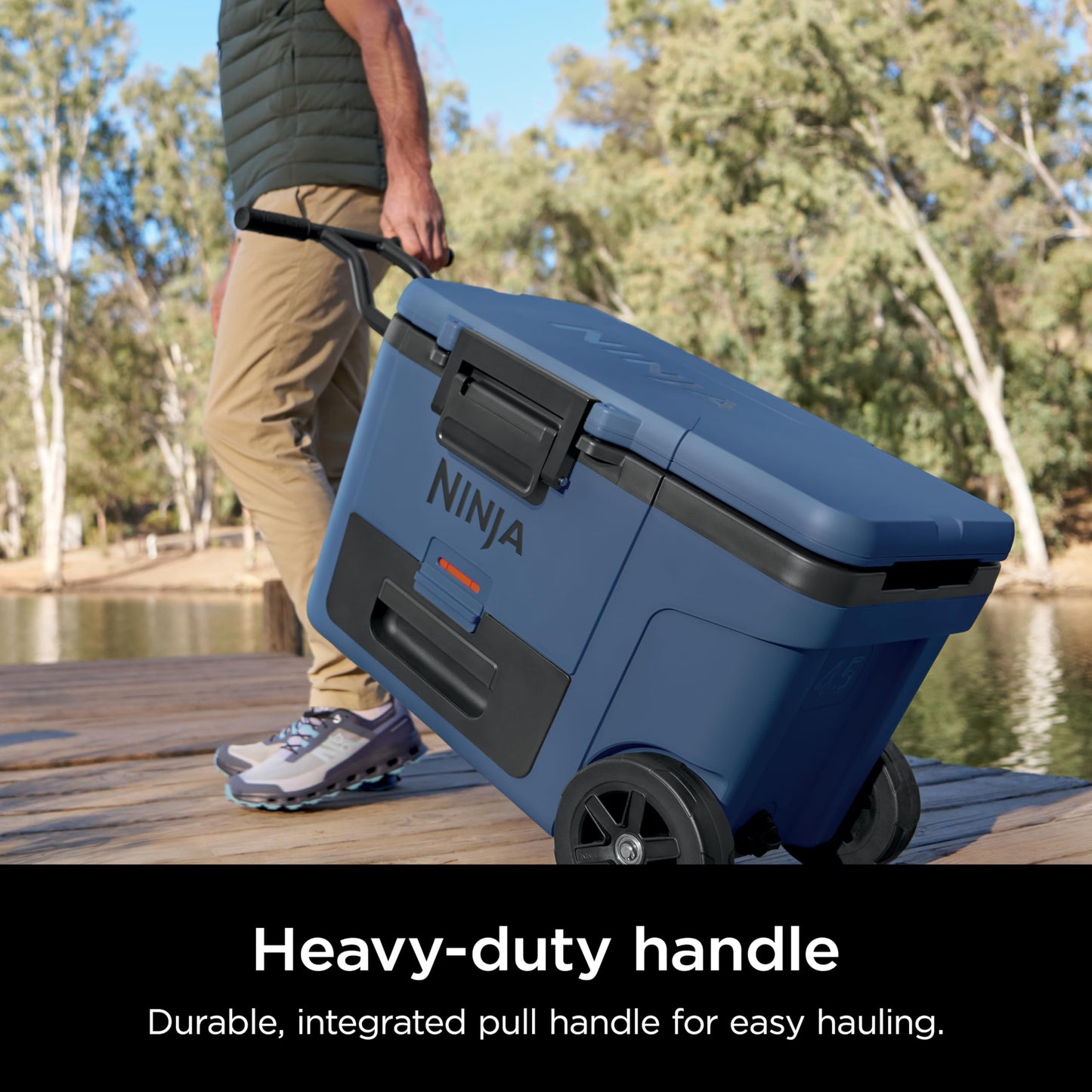 Ninja FrostVault 45QT Cooler with Wheels | Insulated with Temp Dry Storage Drawer | Keeps Ice Cold for Days | for The Beach, Camping, Picnics & More | Halocline Green | FB245TL