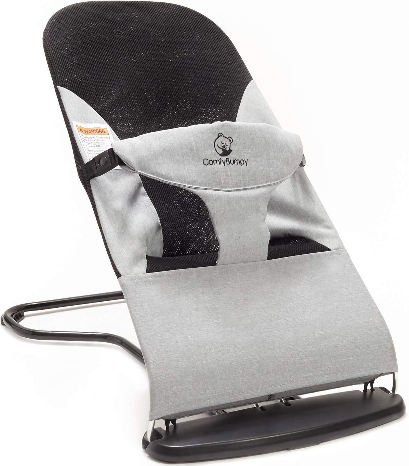 ComfyBumpy Ergonomic Baby Bouncer Seat - Bonus Travel Carry Case - Safe, Portable Bouncing Chair with Adjustable Height Positions - Infant Bouncy Seat Perfect for Newborn Babies (Grey)