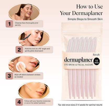 Kitsch Dermaplaning-Rasierer für Damen & Herren – Gesichtsrasierer, Augenbrauenrasierer & Gesichtshaarentferner – Peeling-Gesichtsrasierer & Hautpflege-Tool für glattere Haut – Terracotta, 12 Stück
