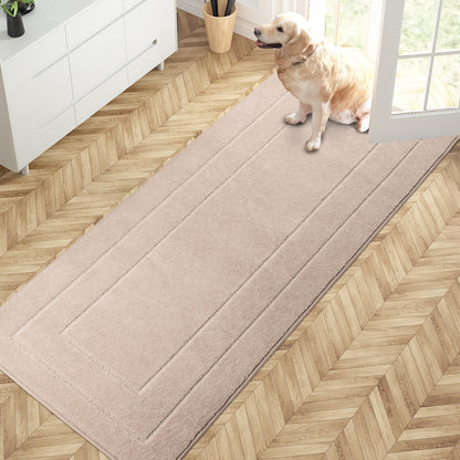 PURRUGS Dirt Trapping Door Mat 32" x 70", Non-Slip/Skid Machine Washable Entryway Rug, Dog Doormat, Super Absorbent Welcome Mat for Muddy Wet Shoes and Paws, Grayish Brown