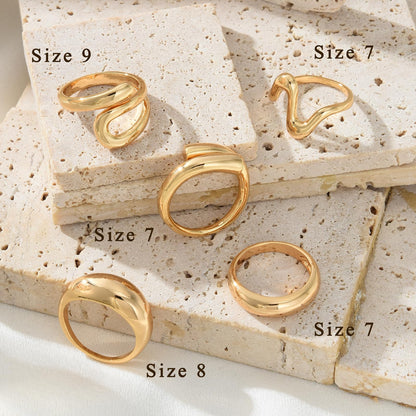 YEEZII Chunky Gold Rings for Women Non Tarnish, 18K Gold Plated Stackable Thumb Ring, Statement Women Rings Set