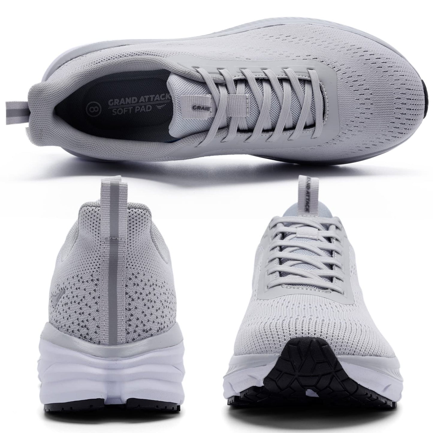 Grand Attack Men's Road Running Walking Shoes | Max Cushioned Comfort | Durable Non-Slip | Breathable Athletic Tennis Cross-Training Sneakers