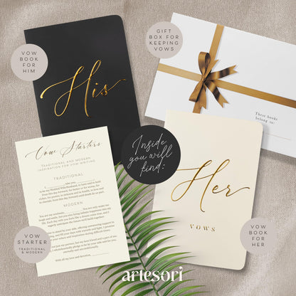 ARTESORI Premium Ehegelübde-Buch für Sie & Ihn, Soft-Touch, Goldfolie, 28 linierte Seiten, Ehegelübde-Bücher für Sie und Ihn, Hochzeits-Essentials, Hochzeits-Geschenkideen, Geschenke für Sie und Ihn [Weiß & Schwarz]