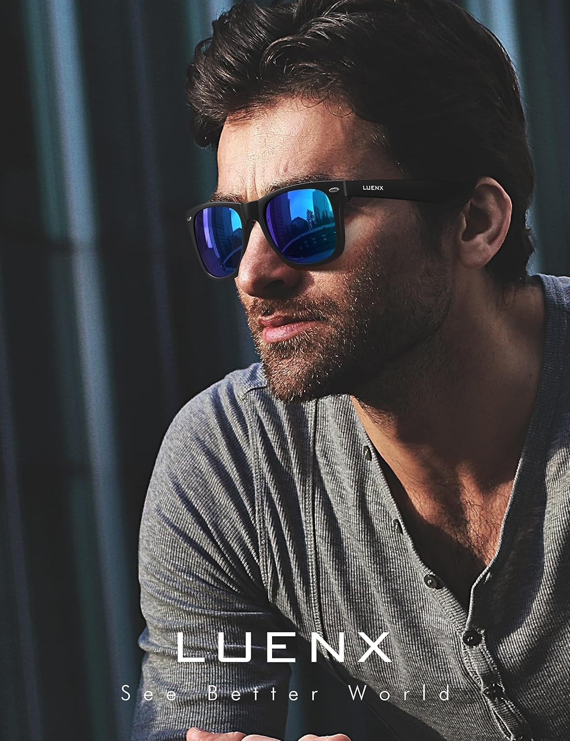 LUENX Polarisierte Sonnenbrillen für Herren und Damen, quadratische Fassung – UV-400-Schutz, 54 mm