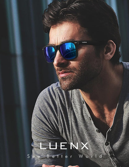 LUENX Polarisierte Sonnenbrillen für Herren und Damen, quadratische Fassung – UV-400-Schutz, 54 mm