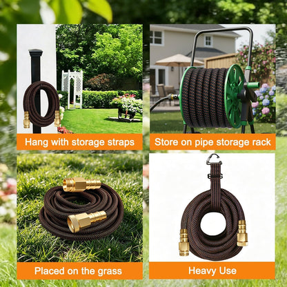 50FT Flexible Garden Hose & 10Modes Nozzle,None Expanding Lightweight Water Hose,Kink-Free,All-Weather 3/4 in. Hose for RV,Boat,Car Wash,Garden,Yard,Camper,Outdoor (Orange-Black, 50 Feet)