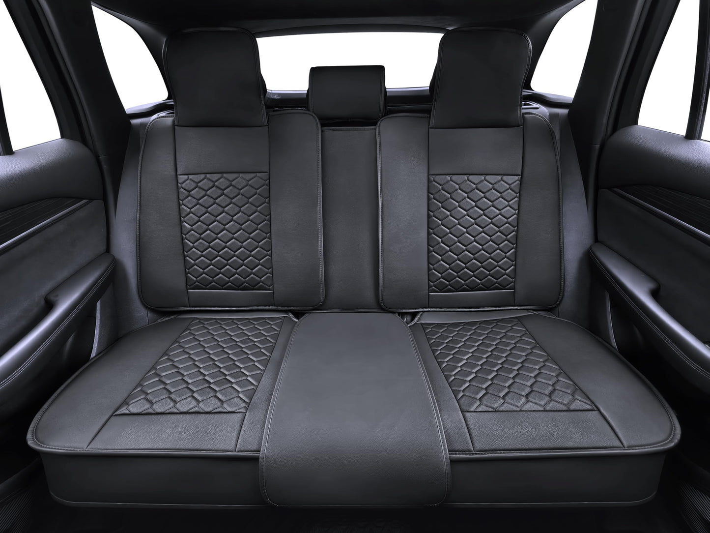 Elantrip 2PCs Front Car Seat Covers Leather Water Proof Seat Protector Universal fit for Most Cars SUVs and Trucks Black