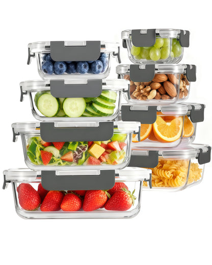 2 Pack Snackle Box –Air Tight Snack Containers with Divided, Lids&Handle –Clear Serving Tray for Fruits, Candy, Nuts –Portable for Travel, Parties, Daily Use (8 Containers Dishwasher Safe)