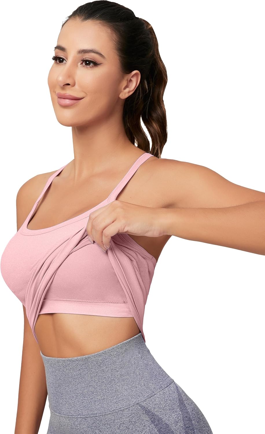 MathCat Workout Tank Tops für Damen mit integriertem BH, ärmellose Gym Tops Nahtlose Racerback Athletic Yoga Shirts