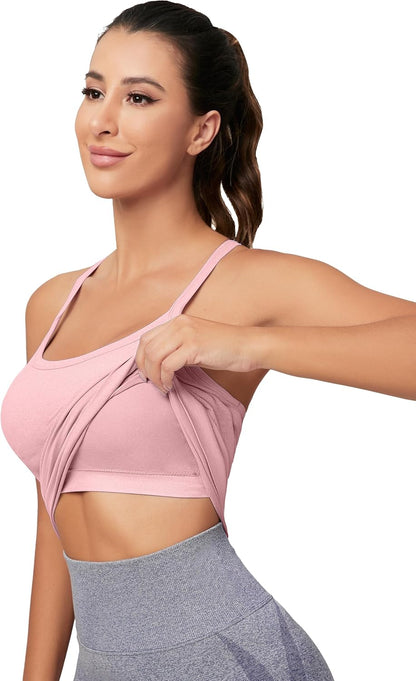 MathCat Workout Tank Tops für Damen mit integriertem BH, ärmellose Gym Tops Nahtlose Racerback Athletic Yoga Shirts