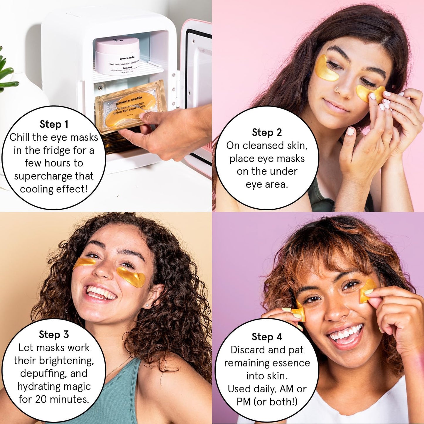 Grace & Stella Under Eye Mask for Dark Circles, Puffy Eyes, Undereye Bags, Wrinkles - Gel Under Eye Patches - Vegan (24 Pairs, Gold)