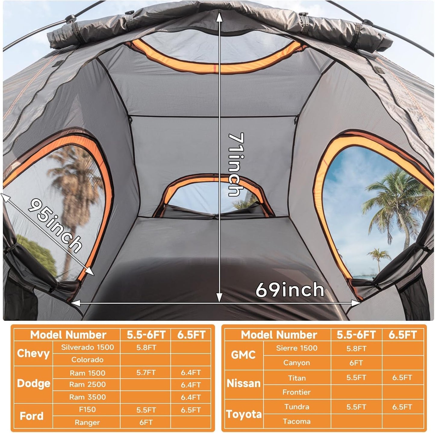 Truck Bed Tent 5.5-6ft: Easy Set Up Umburato Pickup Truck Tents for Camping, Waterproof PU3000mm Canopy for Truck Camper, Portable, Spacious for 2 Person Green