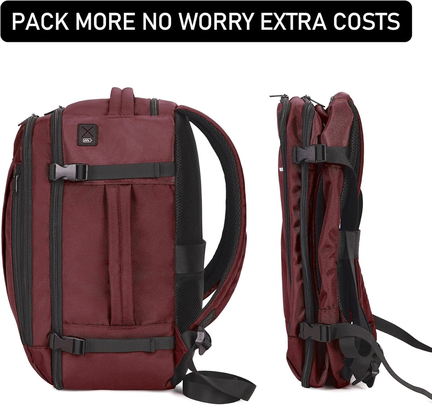 ECOHUB 16'' Reise-Rucksack Handgepäck Unterseat-Rucksack Persönlicher Gegenstand Flugzeug-Reisetasche mit 13 Taschen Handgepäck Flaschenhalter USB-Ladeanschluss Casual Daypack für Frauen Männer Schwarz