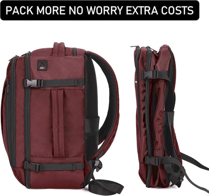 ECOHUB 16'' Reise-Rucksack Handgepäck Unterseat-Rucksack Persönlicher Gegenstand Flugzeug-Reisetasche mit 13 Taschen Handgepäck Flaschenhalter USB-Ladeanschluss Casual Daypack für Frauen Männer Schwarz