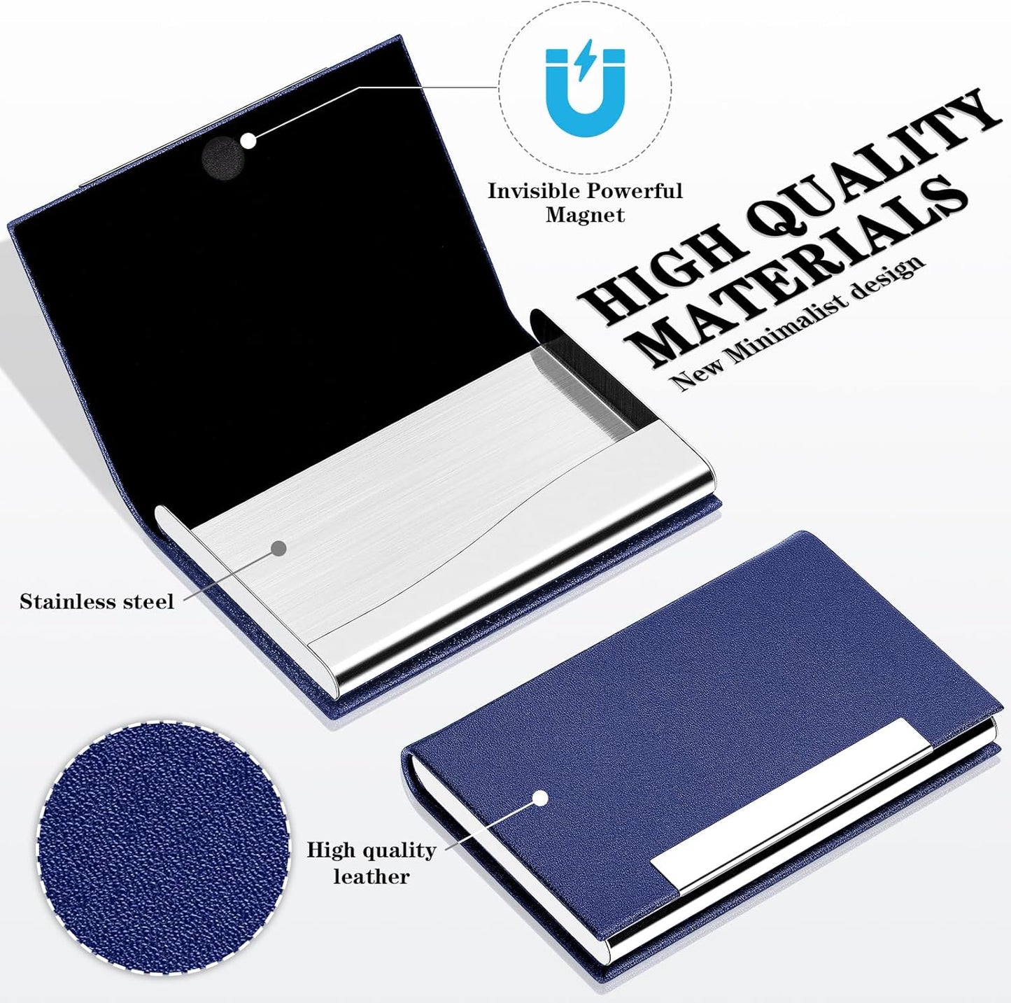 Visitenkartenhalter, Visitenkartenetui Luxuriöses PU-Leder & Edelstahl Multi Kartenetui, Visitenkartenhalter Brieftasche Kreditkarten ID Etui/Halter für Männer & Frauen… (Schwarz)