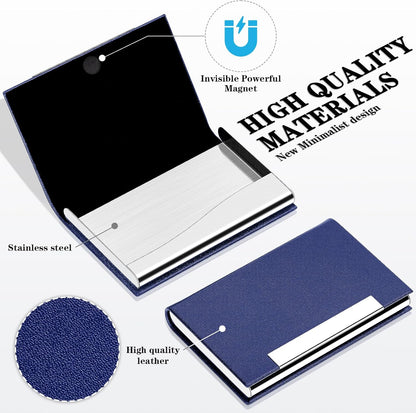 Visitenkartenhalter, Visitenkartenetui Luxuriöses PU-Leder & Edelstahl Multi Kartenetui, Visitenkartenhalter Brieftasche Kreditkarten ID Etui/Halter für Männer & Frauen… (Schwarz)