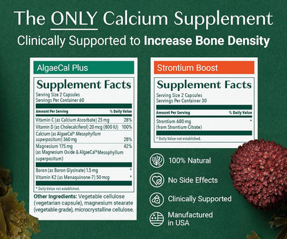 ALGAECAL Ultimate Bone Bundle - D3 Complete (1000 IU) + K2, Vitamin E, Vitamin A & Plant-Based Calcium for Increased Bone Density & Omega 3 Fish Oil with 1200mg EPA DHA