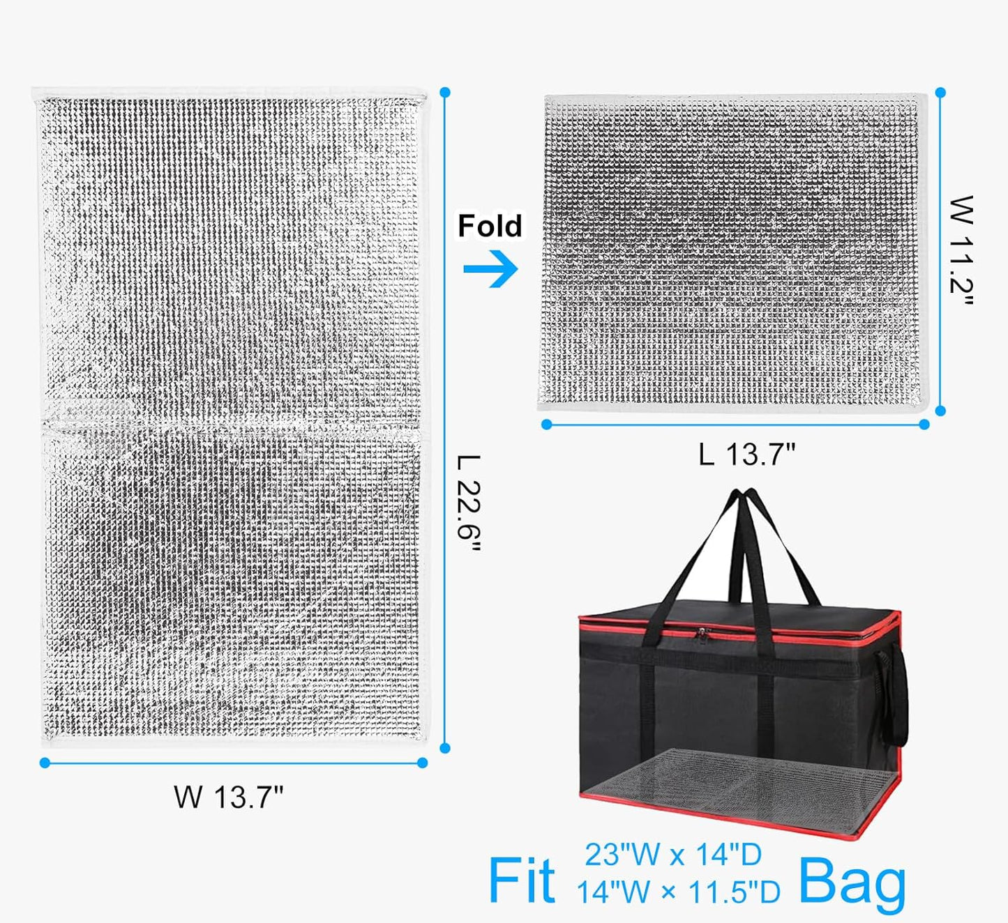 Bodaon Isolierte Essensliefertasche - Warm- & Kalthaltetransporttasche, Catering/Doordash Pizzawärmer, Einkaufstasche, Kühltasche für Partys (Schwarz-Rot, 1 St.), Ideal für den Transport warmer Speisen