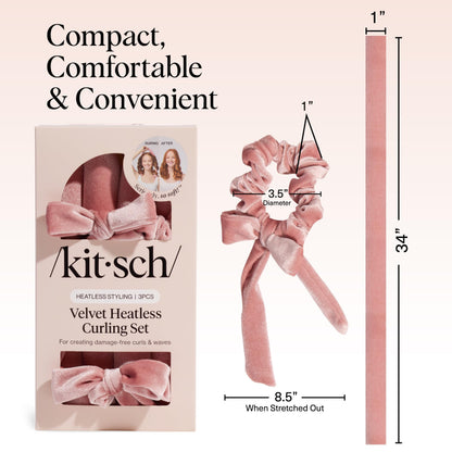 Kitsch Satin Heatless Lockenwickler Set – Hitzefreie Locken über Nacht mit 34" Haarwickler & 2 Satin Scrunchies – Bequeme Haarwickler zum Schlafen für frizzfreies, hitzefreies Styling – Sunset Tie Dye