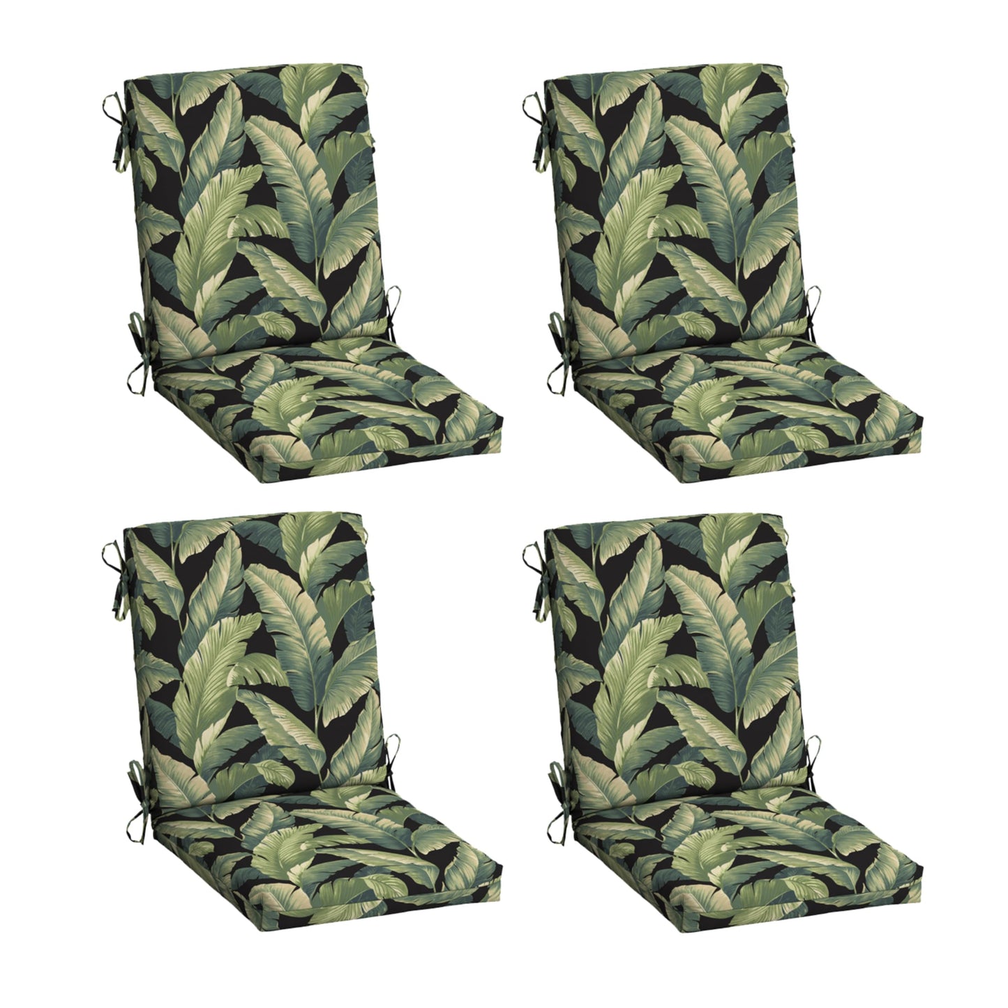 Arden 2-Pack Outdoor Patio Dining Chair Cushion, 20x44, Rain-Proof Seat Pad, Fade-Resistant Outdoor Cushion Black Cabana Stripe