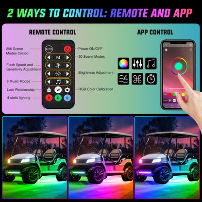 Nilight 6PCS Golf Cart Underbody Light Kit with Canopy Lights Dream Color Multi-Mode Neon Accent Lighting APP Remote Control Sound Active Music Sync IP67 Waterproof 12V-66V for EZGO Yamaha Club Car