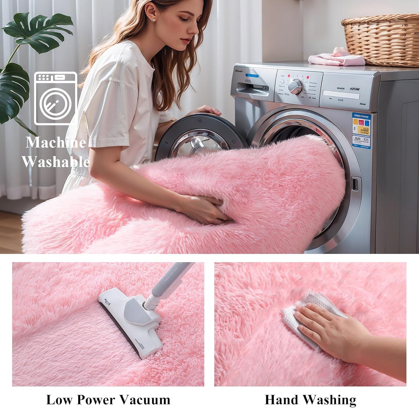 Pink Fluffy 4x6 Area Rugs for Bedroom Girls