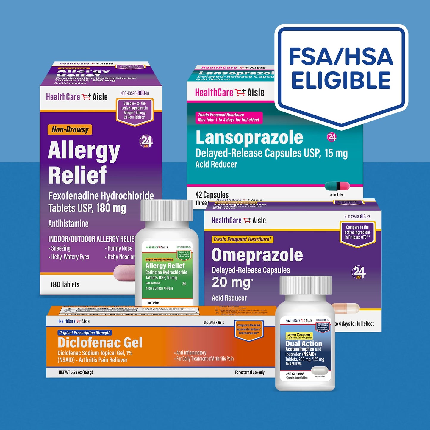 HealthCareAisle Allergy Relief - Fexofenadine Hydrochloride Tablets USP, 180 mg - 180 Tablets - Allergy Medication, Non-Drowsy 24-Hour Relief, (Pack of 2)