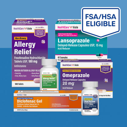 HealthCareAisle Allergy Relief - Fexofenadine Hydrochloride Tablets USP, 180 mg - 180 Tablets - Allergy Medication, Non-Drowsy 24-Hour Relief, (Pack of 2)