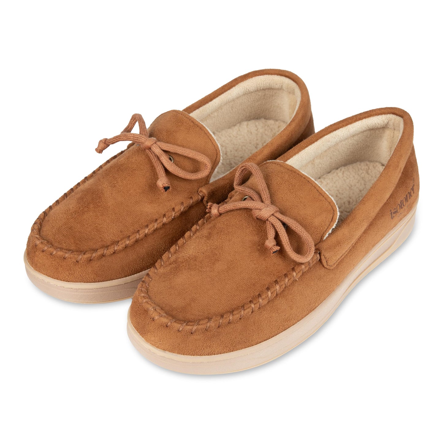 isotoner Men's Slip-on Indoor/Outdoor Microsuede Memory Foam Comfort Moccasin Slippers