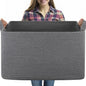 OIASKET 95L Extra Large Blanket Basket, 24" x 16.9" x 14.2" Woven Storage Basket for Living Room, Nursery Blanket Storage for Toys, Towels, Dirty Clothes (Grey)