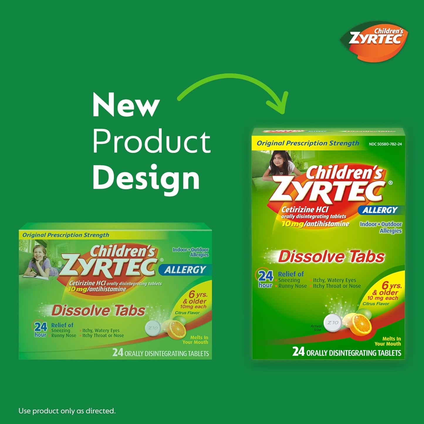 Zyrtec Children's Allergy 24HR Dissolving Citrus Tablets 24HR Allergy Relief Chewable Tablets Bundle, 24 ct Each