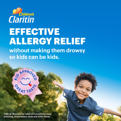 Claritin Children's Allergy Medicine, 24-Hour Non-Drowsy Loratadine 5mg Chewable Tablet, Antihistamine for Kids Ages 2 Years and Older, Grape & Bubble Gum Flavors, 40 Tablets, (Pack of 2)