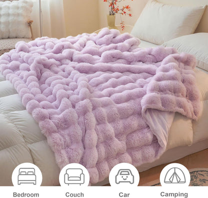 LIFEREVO Fluffy Faux Rabbit Fur Bubble Throw Review: Softness Redefined