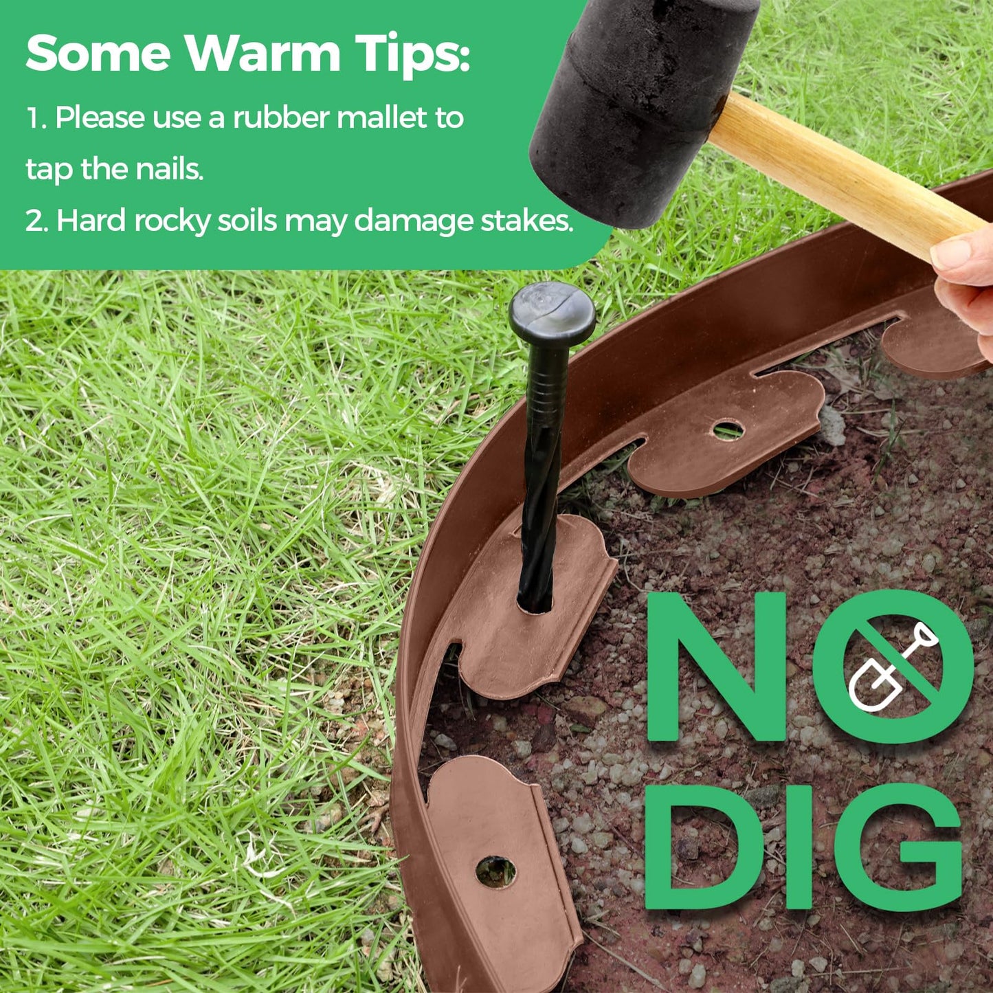 2-Inch x 66 FT Landscape Edging Border with 100 Spikes, No Dig Garden Border Edging Kit, Plastic Edging Border Flexible for Garden Flower Beds Lawn Yard Paver Pathway (Black)