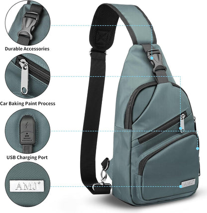 AMJ Sling Bag für Wandern und Outdoor, Umhängetasche, Reise-Brusttasche Daypack für Damen & Herren