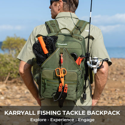 KastKing KarryAll Fishing Tackle Backpack with Rod Holder 4 Tackle Boxes,40/26L Tackle Bag Storage Fishing Gear and Equipment