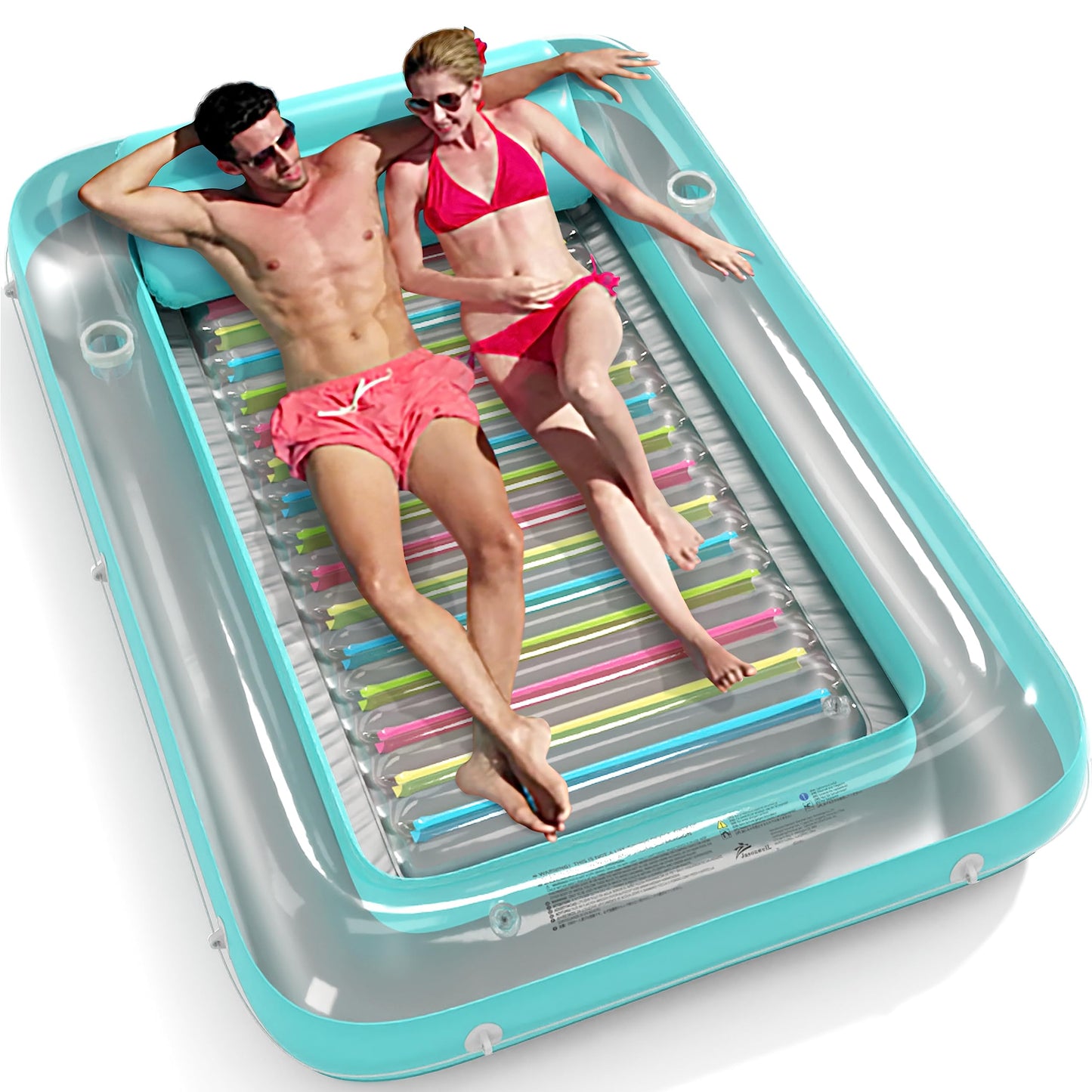 Jasonwell 4 in 1 Inflatable Tanning Pool Lounger Float - Sunbathing Lounge Floatie Raft Toys, Water Filled Tanning Bed Mat Pad Blow Up Kiddie Pool with Ball Pit for Adult, Kids (L)