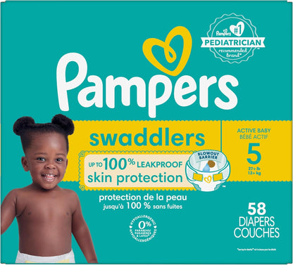 Pampers Swaddlers Windeln, Größe 0 (bis 4,5 kg), 84 Stück, Saugfähig, Hält Babys trocken und bequem, Hautverträgliche Einwegwindel