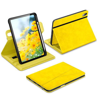 DTTO for iPad A16 Case, iPad 11th / 10th Generation Case (2025/2022), 360 Degree Rotating Premium Leather Folio Stand Cover with Pencil Holder, Brown