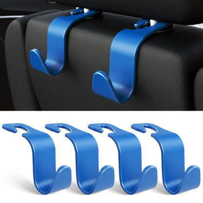 Amooca 4-Pack Car Headrest Hooks Vehicle Storage Organizer for Purses Handbags Groceries Backpack Coats –Holds 55lbs 360° Rotating Black