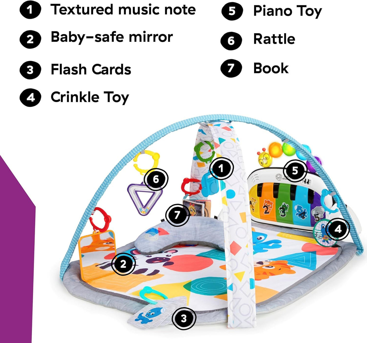 Baby Einstein 4-in-1 Kickin' Tunes Musik- und Sprachspielmatte und Klavier-Bauchlage-Aktivitätsmatte