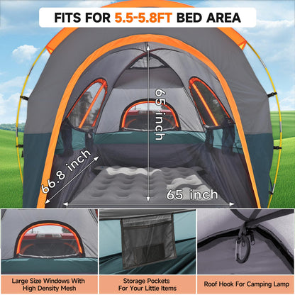 Truck Bed Tent 5.5-6ft: Easy Set Up Umburato Pickup Truck Tents for Camping, Waterproof PU3000mm Canopy for Truck Camper, Portable, Spacious for 2 Person Green