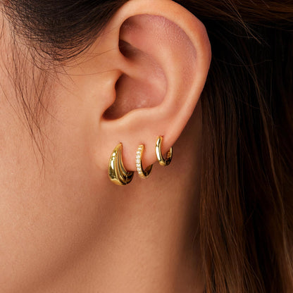 Inerney 14K Gold Plated Huggie Hoop Earrings for Women, Small Sterling Silver Earring Set Hypoallergenic Cartilage Helix Stacks, Mini Dainty Cute Trendy Birthstone Jewelry Gift for Multiple Piercings