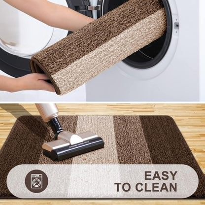 Grandaily Fußmatte für Innenbereich, 50 x 80 cm, rutschfest, Schmutzfänger, saugfähig, für die Haustür, waschbar, gestreift, für den Innenbereich, flach, Willkommensmatte, Eingangsmatte, Grau