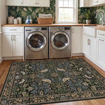 Washable 4x6 Area Rug for Living Room - Soft Moody Rug for Kitchen, Office, Large Entryway