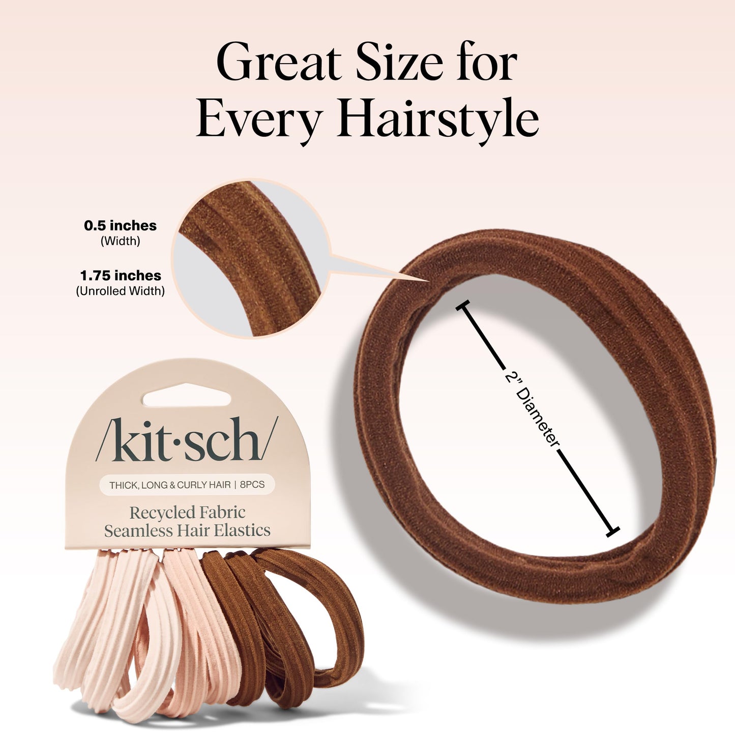 Kitsch Schwarze Haargummis ohne Haarschäden – Starke, dehnbare Haarbänder | Weiche Nylon-Pferdeschwanzhalter, ziepen nicht, ideal für Hochsteckfrisuren und Zöpfe | Ideale Geschenke für Frauen – Schwarz, 20 Stück