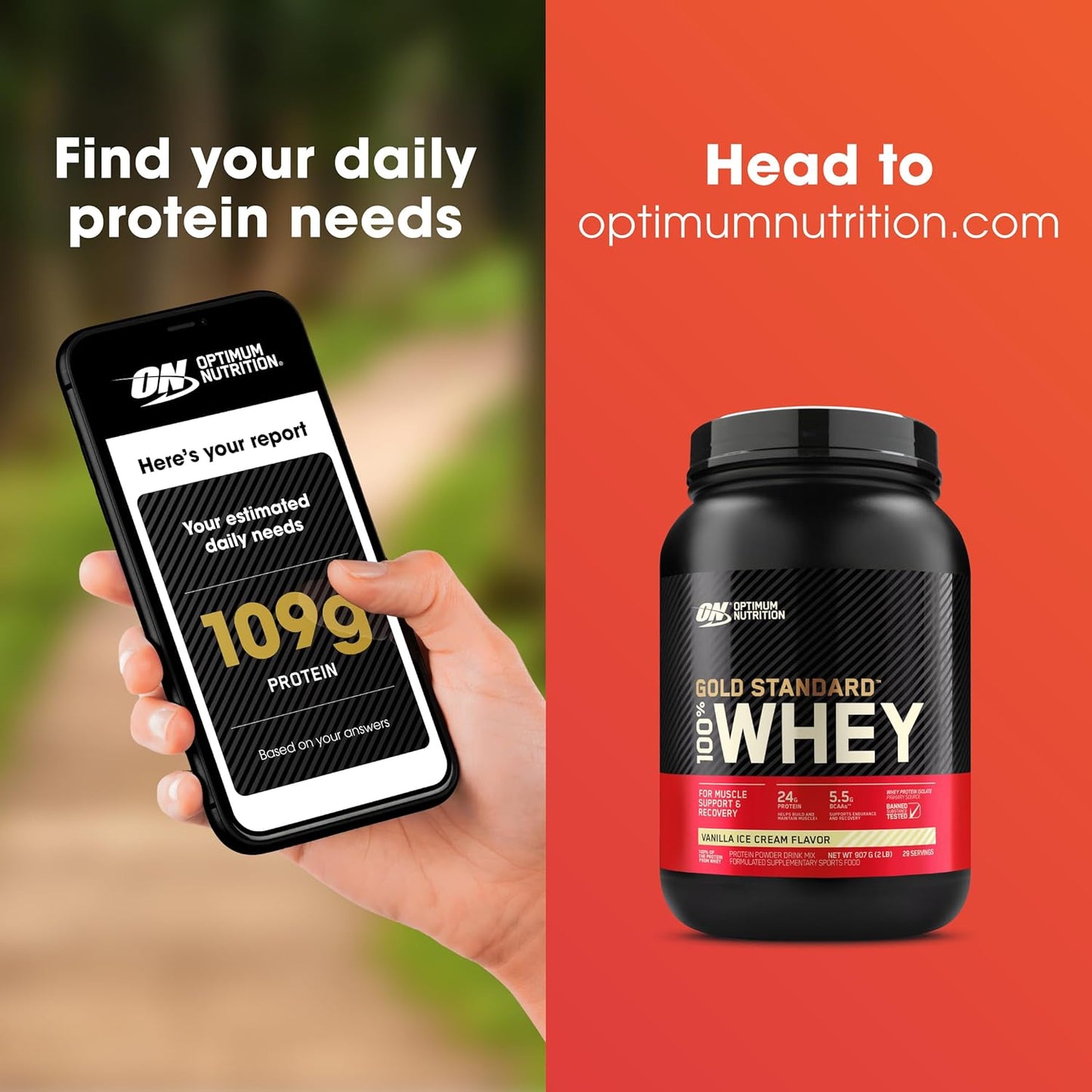 OPTIMUM NUTRITION Gold Standard 100% Whey Protein Powder, Banana Cream, 907g - [packaging may vary]