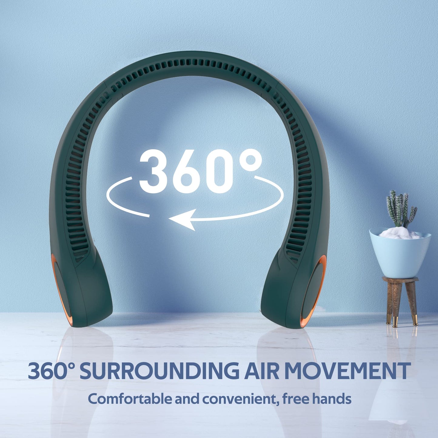 Portable Neck Fan, Hands Free Bladeless, 360° Cooling Personal Fan,Wearable Quiet Fan for Outdoor Indoor, Birthday Gifts for Men Women Mom Dad, 4000mAh Battery USB Rechargeable, 3-Speeds( Black)
